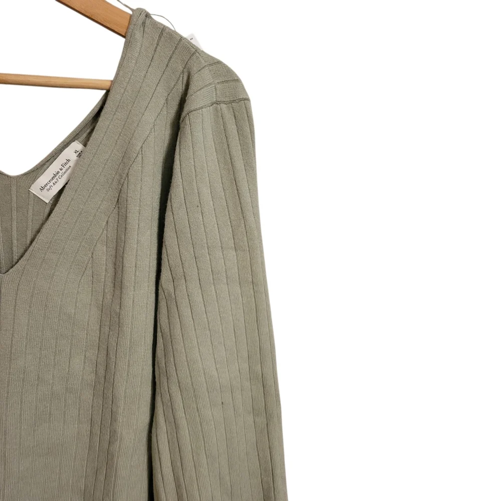 Abercrombie Soft A&F Green Ribbed Boxy Sweater